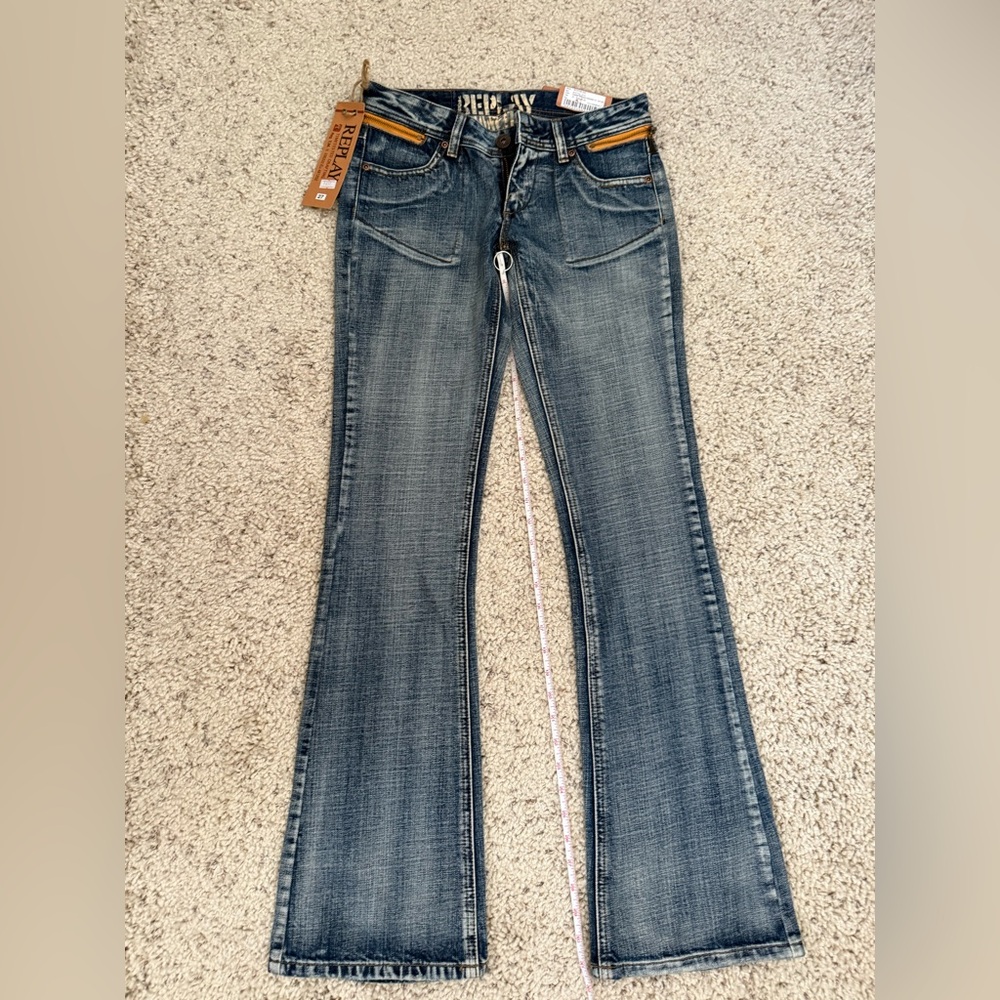 Replay Women's Flare Jeans in Blue and Tan